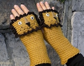 LION FINGERLESS GLOVES (Mustard) - Free Shipping Worldwide