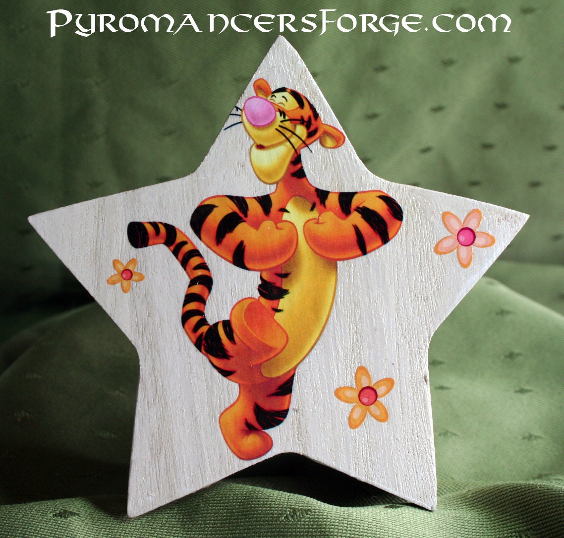 Star Shaped Tigger Decoupage Wooden Box