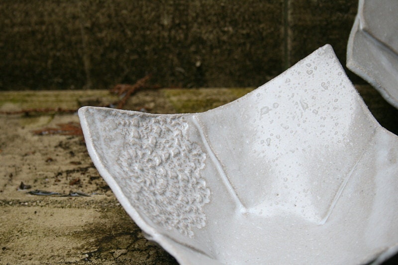 Origami Ceramic Folded  Bowl for salad, desert, snacks and decoration. Golem 2013.