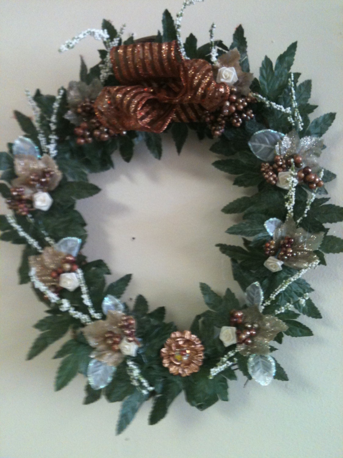 Copper, Green, White, Gold and Purple Wreath, All Occasion, Wall Decor, Door Decor, Home Decor