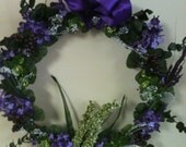 Purple and Green Wreath, Valentines Gift, Home Decor, Wall Hanging, Door Hanging, Door Decor