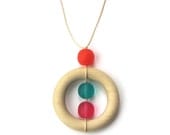 Wood Teething Necklace for Mom - Nursing Necklace - Summer Fashion - Coral, Aqua, Fucshia