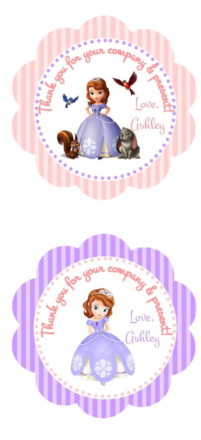 Sofia the First party favor tags, sofia the first, sofia the first birthday tags, sofia the first birthday, set of 24 tags with bags Il_570xn