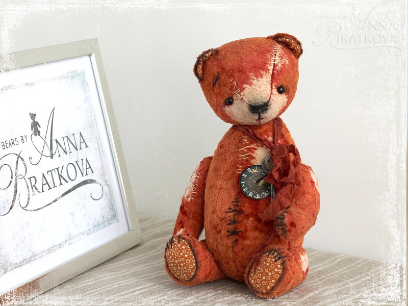 Artist Teddy Bear Red Charlie OOAK 10 inch