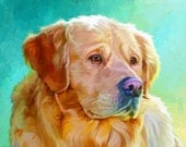 Golden Retriever Art, Golden Retriever Portrait, Golden Retriever Painting example