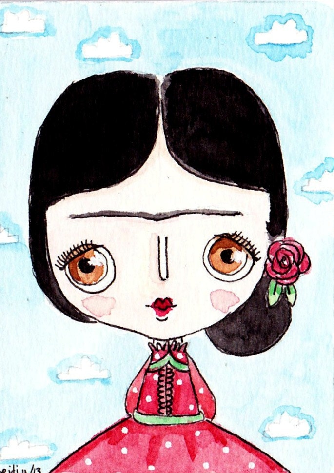 Original Aceo Frida Watercolor Painting