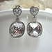 Brides earrings - Crystal earrings - Cubic Zirconia's - Hearts - square - Cushion - Sterling Silver - Bridal jewelry -