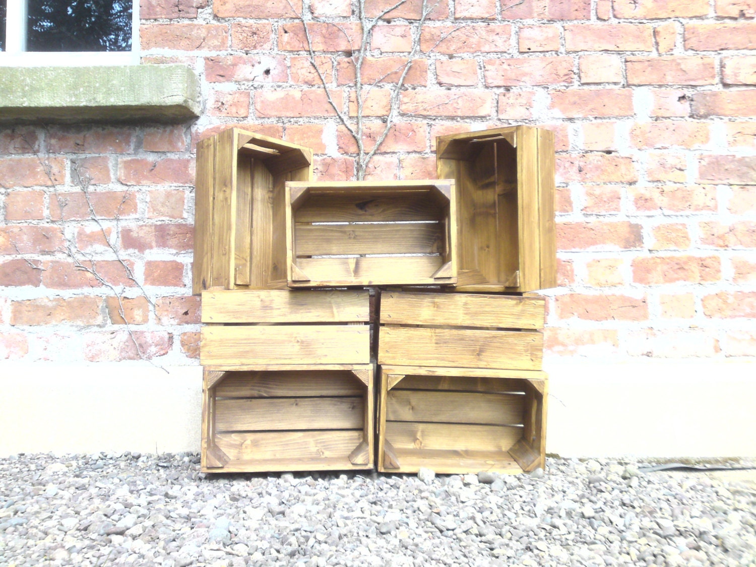 Wooden apple crates for general storage,a wall feature or as planters for flowers or herbs