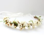 Ivory Blossoms Floral Bridal Crown, Flower Crown. Woodland, Wedding. Spring, bridal hair crown, Boho, Bridal, Hair Accessories, Rustic