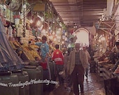 Travel photography market medina Meknes Morocco street photography food cooking red yellow bright light shopping 8x10 fine art photo