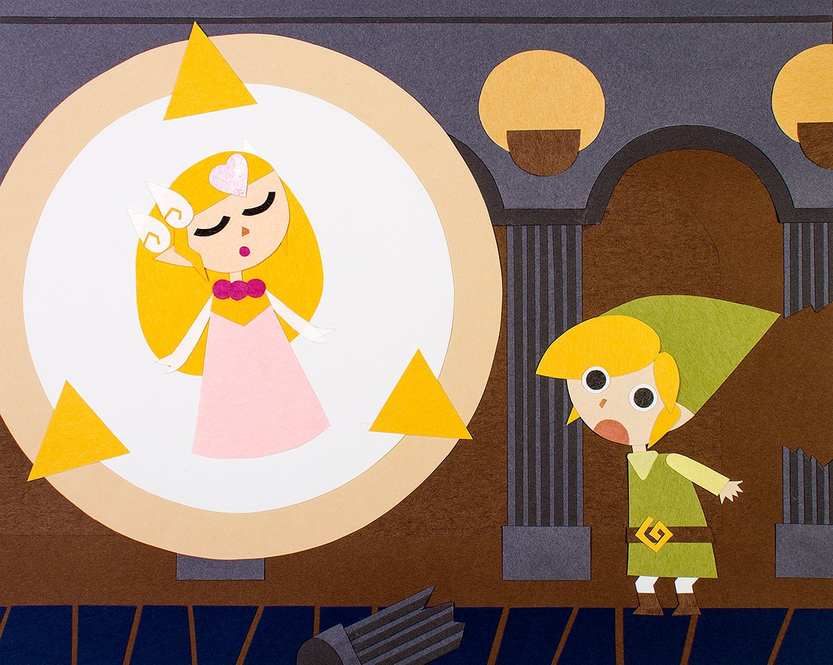 The Legend of Zelda - Phantom Hourglass 10x8 Print of Papercut Scene of Papercut Scene of Zelda's Transformation with Link