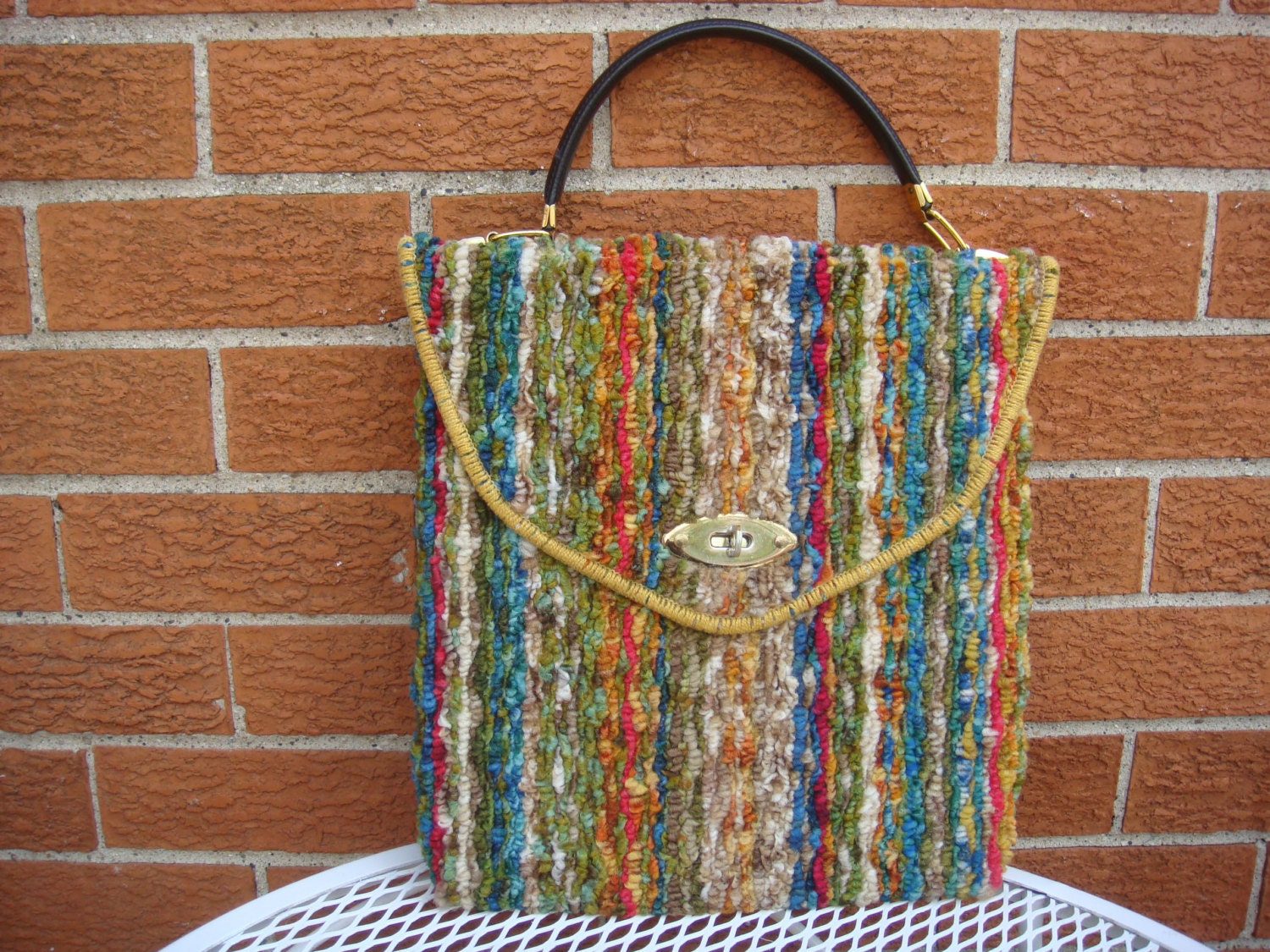 Vtg 1960's Original Carpet Bag By Jerry Terrence / Large Handbag / Purse
