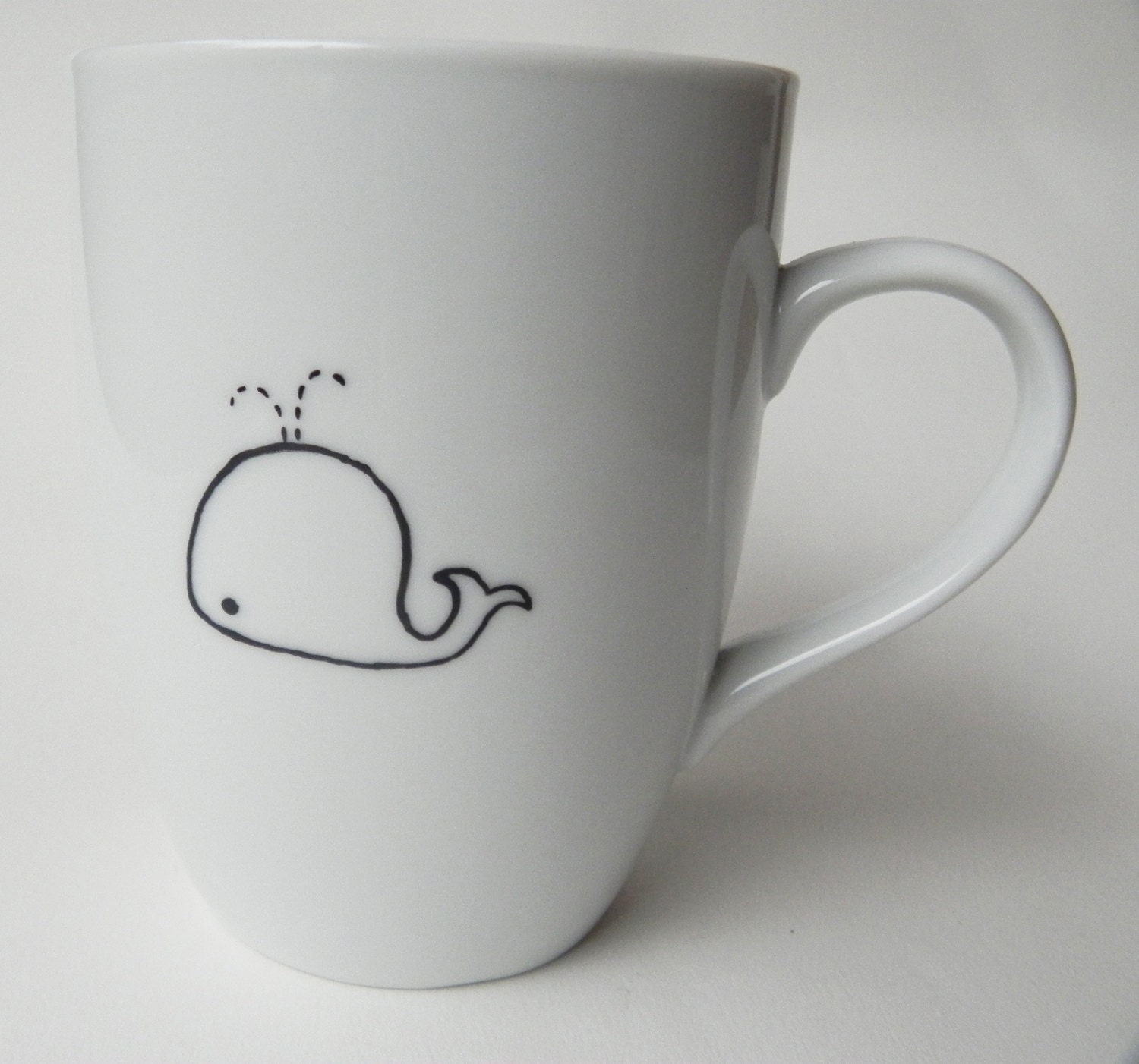 Cute Whale, hand painted personalized white porcelain mug