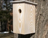 Modern Faux Wood Grain Birdhouse - Nest Box - White Natural