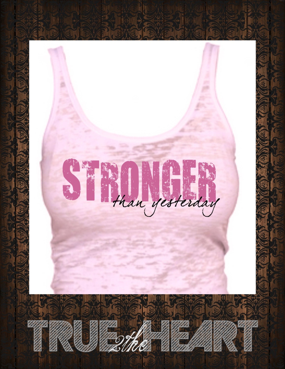 STRONGER THAN YESTERDAY- workout Tank Top- Burnout razor back tank
