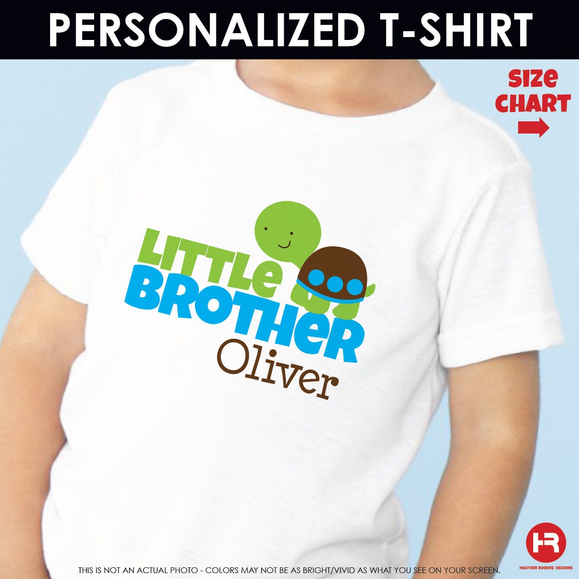 Turtle Little Brother Shirt - Personalized Sibling Shirt
