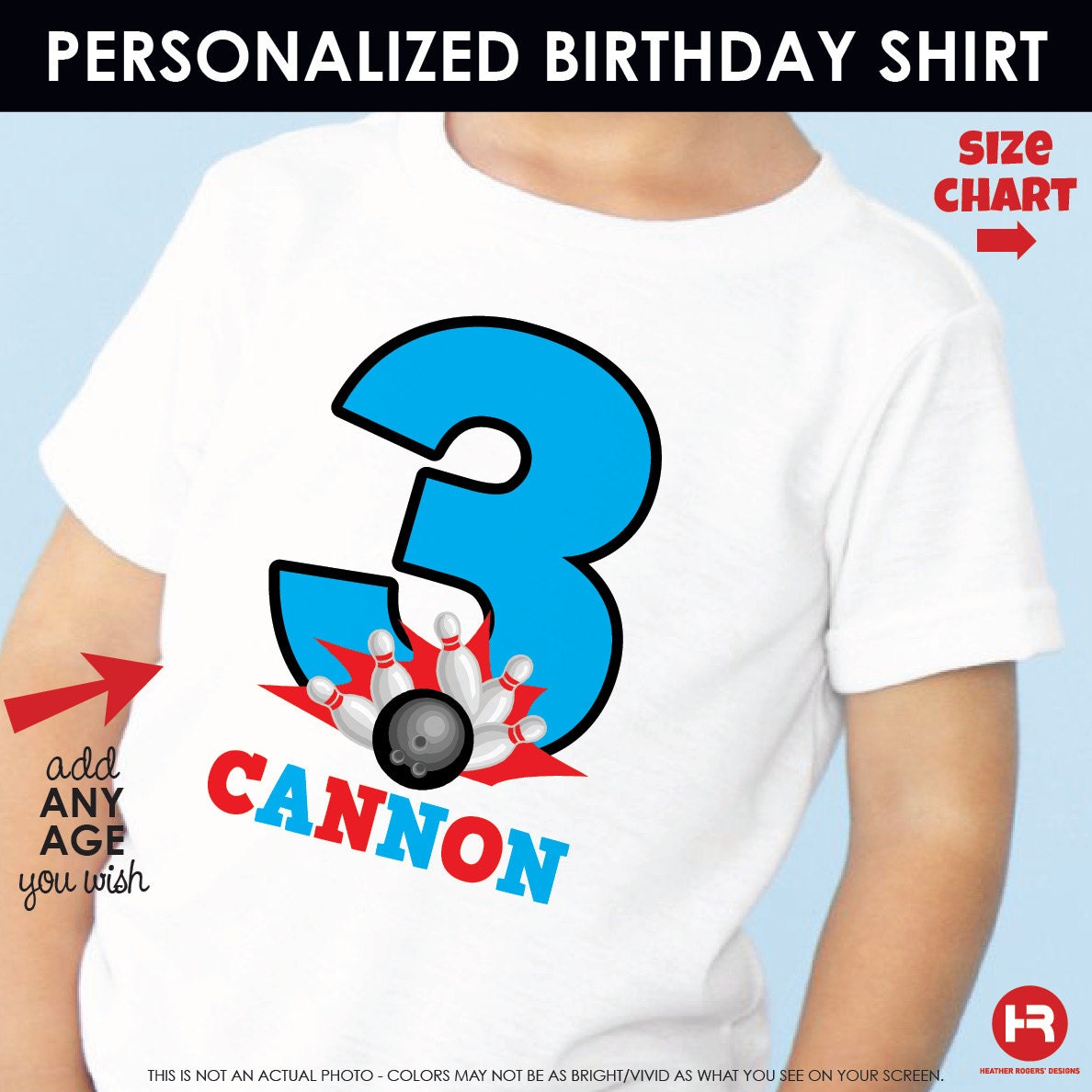Bowling Birthday Shirt or Onesie -- Personalized Bowling Shirt with child's age and name