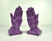Cool Purple Upcycled Hand Bookends