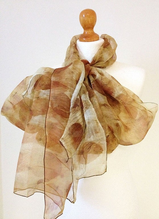 Light Terracota Print silk hand-made Stole