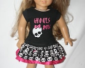 Ghouls Rule Monster High outfit for your 18 inch american girl or similar doll skirt, t-shirt, hairbow