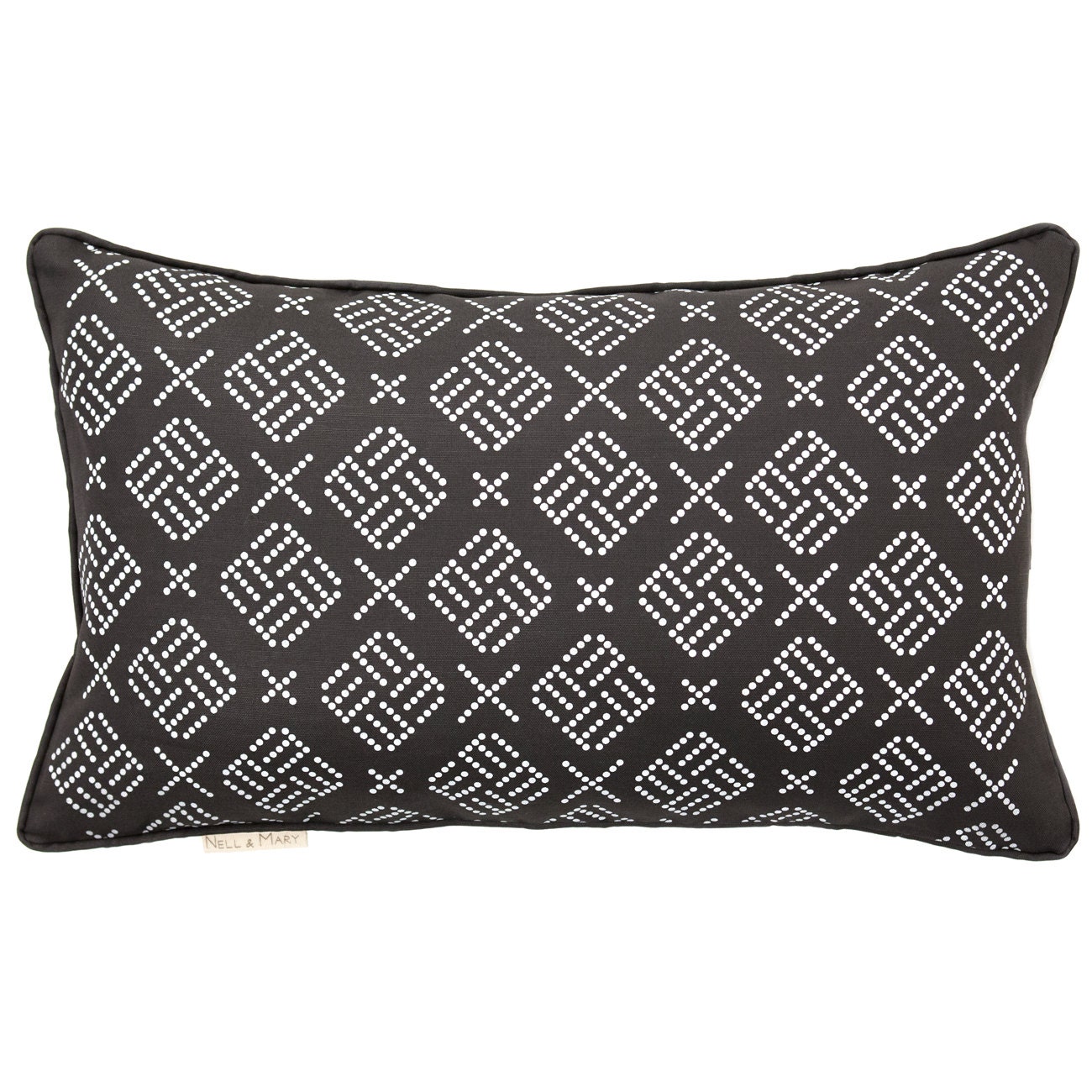 Geometric Dots Pillow - Gray, 20 x 12