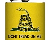 Don't Tread On Me Gadsden Flag Liquid Drinking Gift. Color Choice God Bless America - Stainless Steel 6 oz