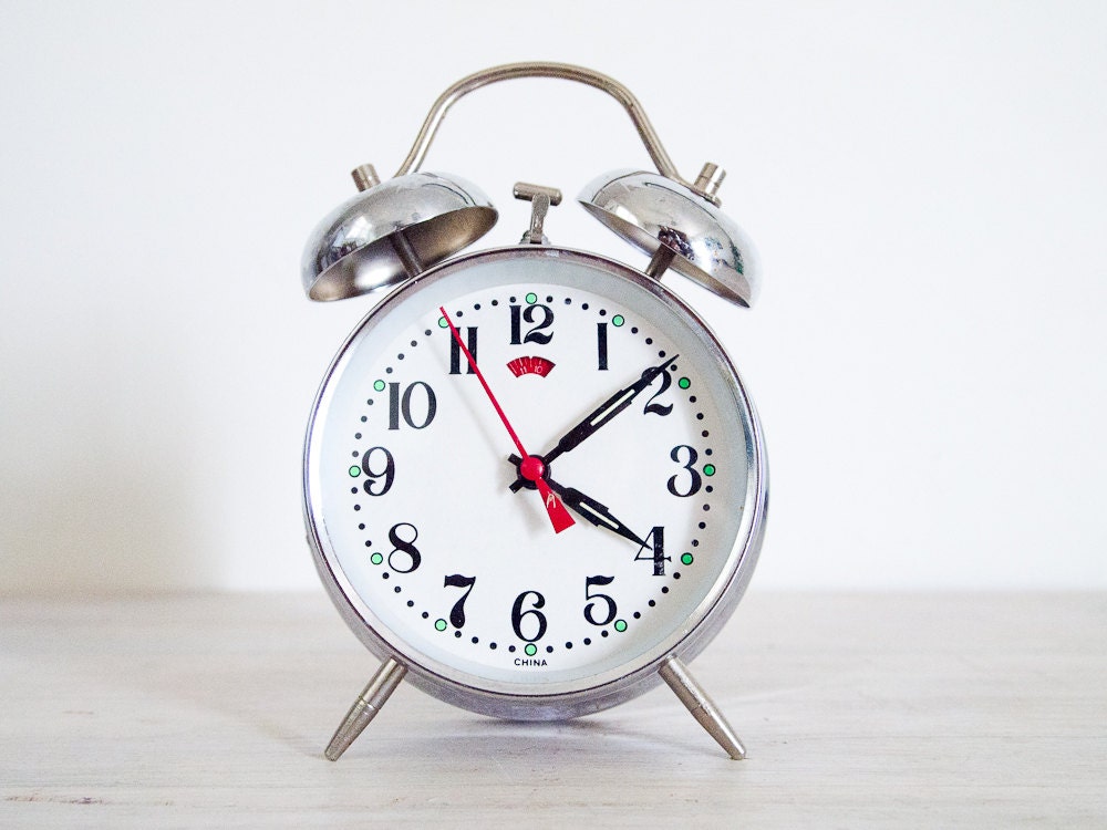 vintage silver alarm clock