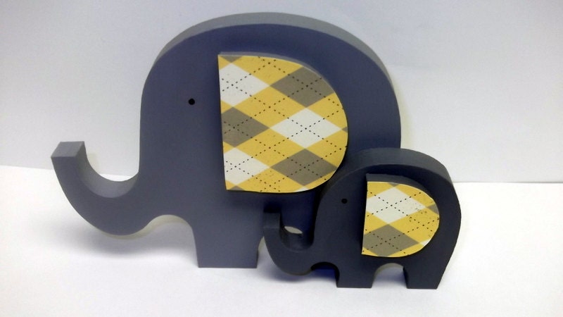 Elephant Baby and Mama - Customizable - Nursery Decor - Child's Room Decor