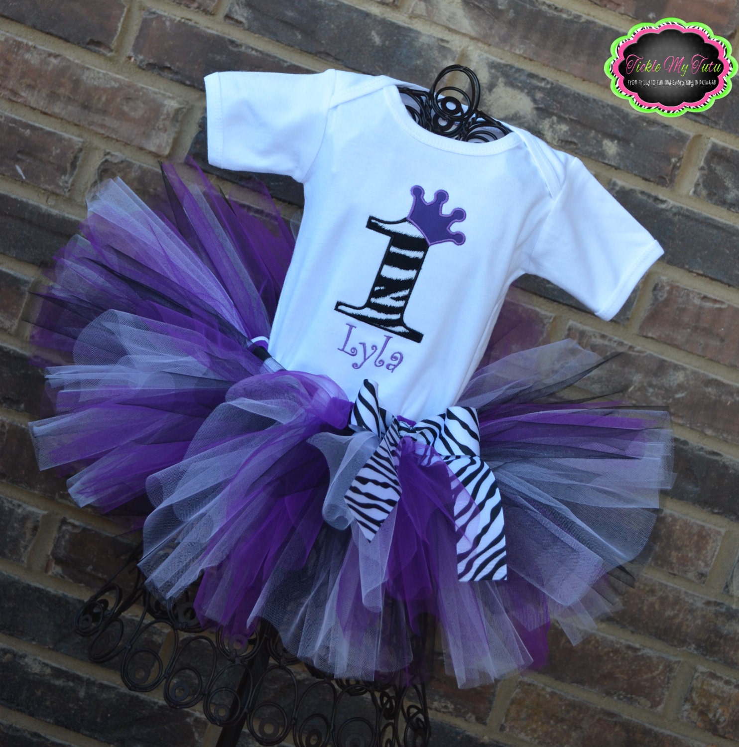 Zebra Print Birthday Number Crown Tutu Outfit