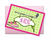 Golf Note Cards with your Monogram - 4x6 flat note cards