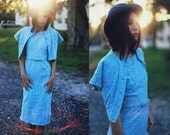 Vintage 1950s Sky Blue Lace Wiggle Dress