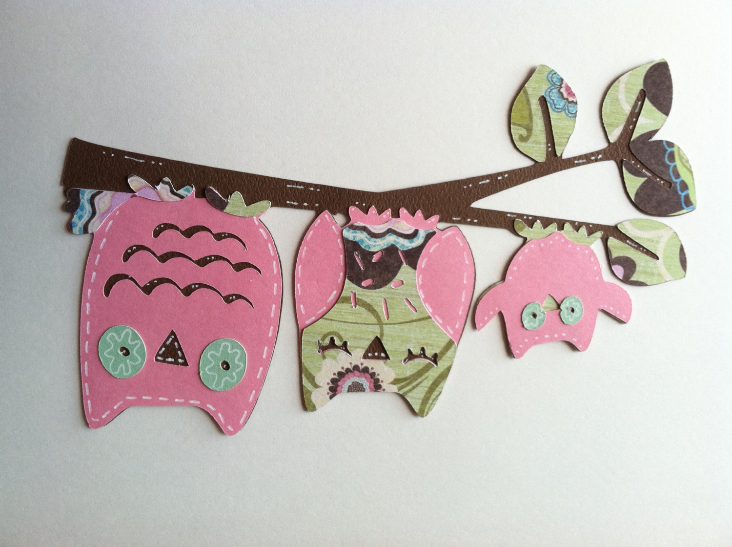 Owl Die Cut Owl Family Die Cut Owls on a Branch by BigOrangeTabby