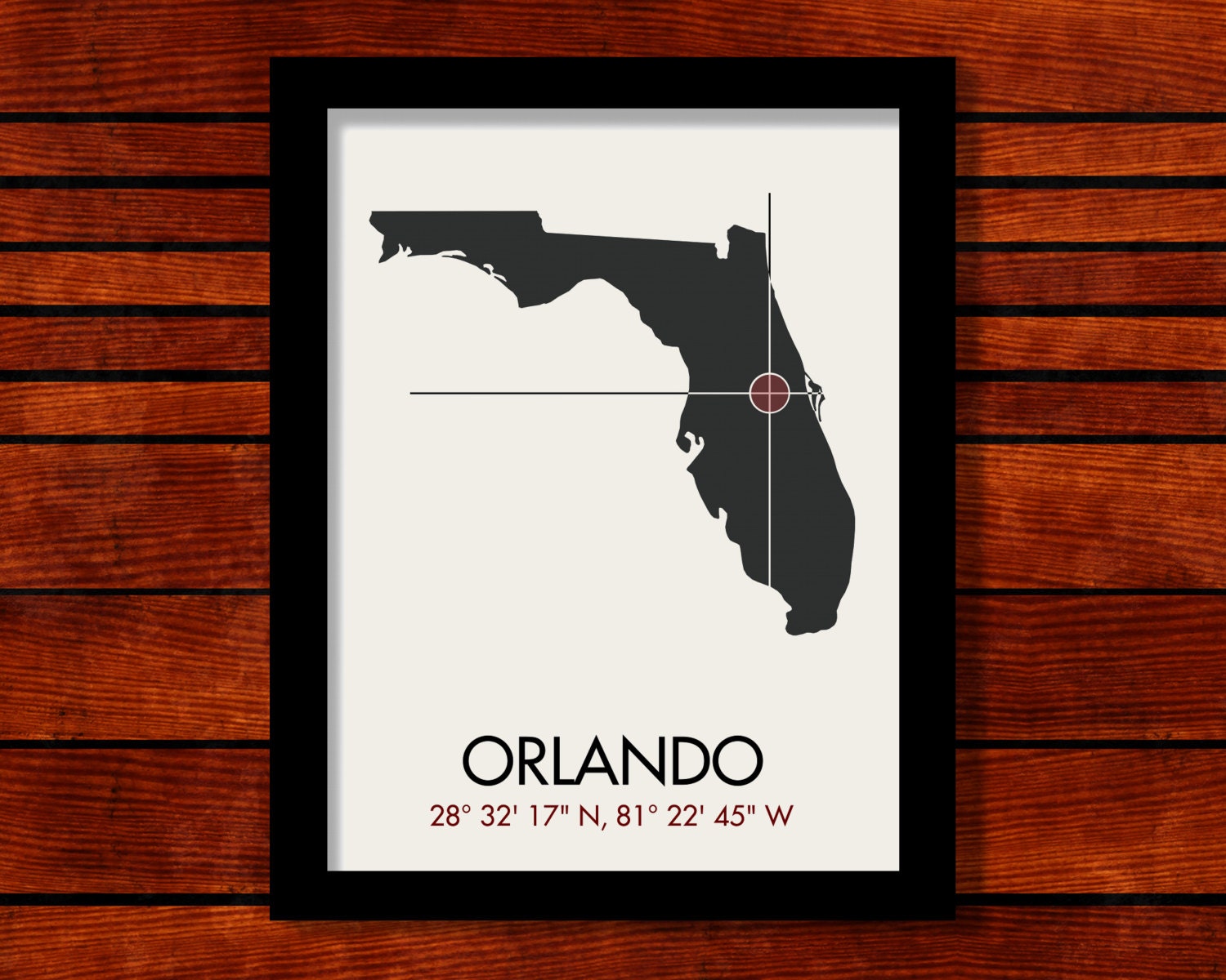 Orlando Latitude Longitude Map Art City Print 11 x 14