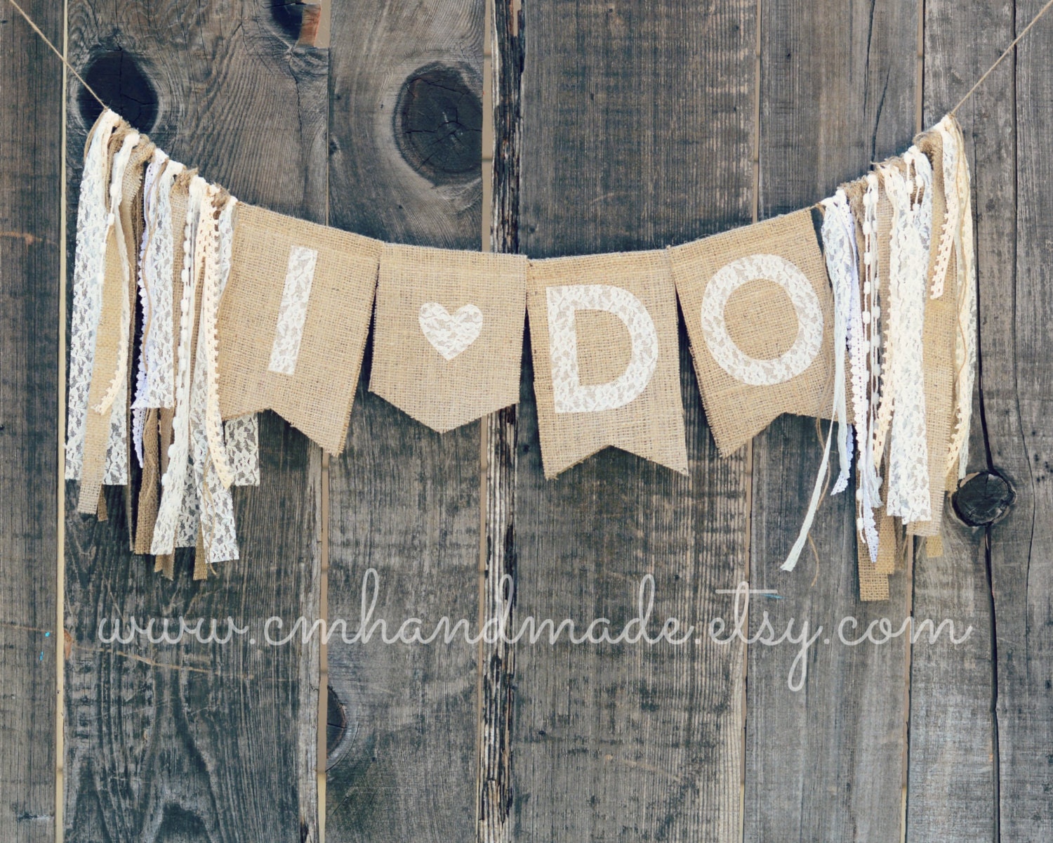 I DO burlap & lace bridal banner