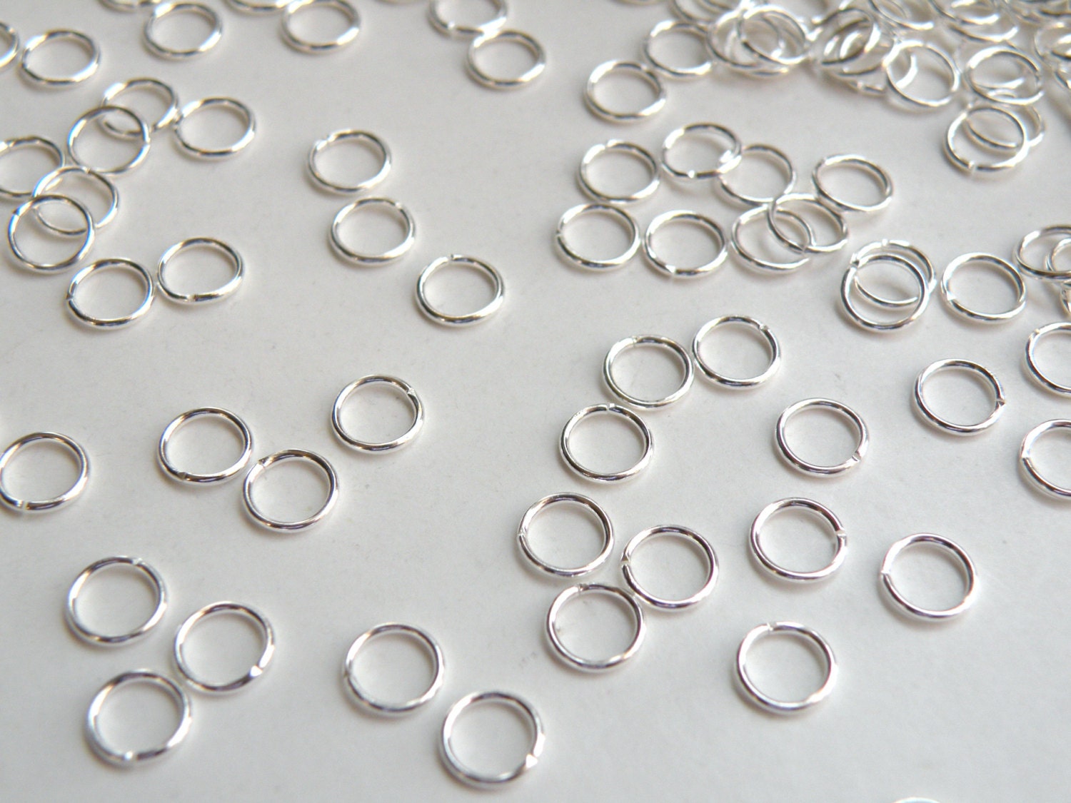 50 Jump Rings round shiny silver plated brass 6mm 20 gauge 8033FD