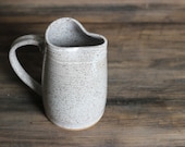 Ceramic Pitcher - Speckled White, Straight, Rustic Design