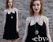 Vintage 70s Black Crochet Boho Tent Dress S M L