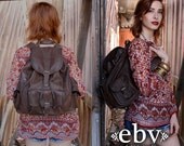 Vintage 70s Large Dark Brown Leather Backpack