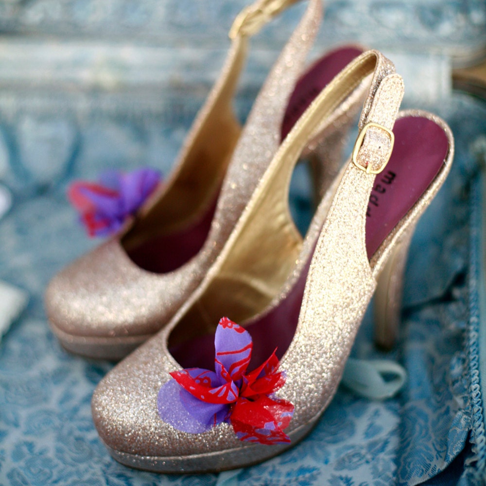 Chiffon Flower Shoe Clips
