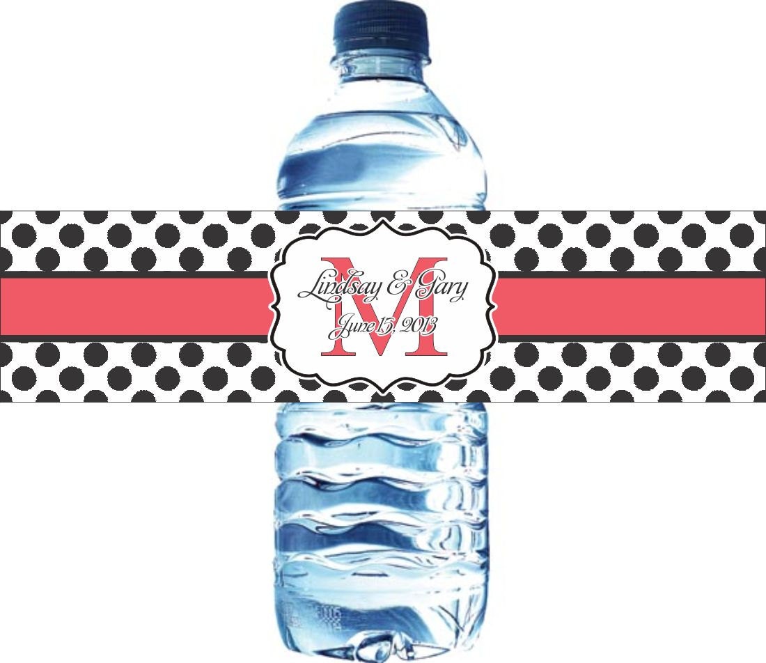 50 Waterproof Water Bottle Labels - Printed labels with your wedding colors Il_570xn