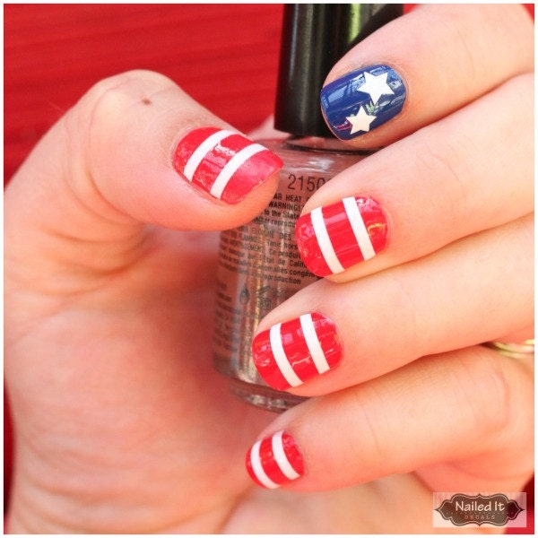 NAILED IT DECALS: 1 Sheet of 45 Stars and Stripes Nail Decals (You Pick the Color)