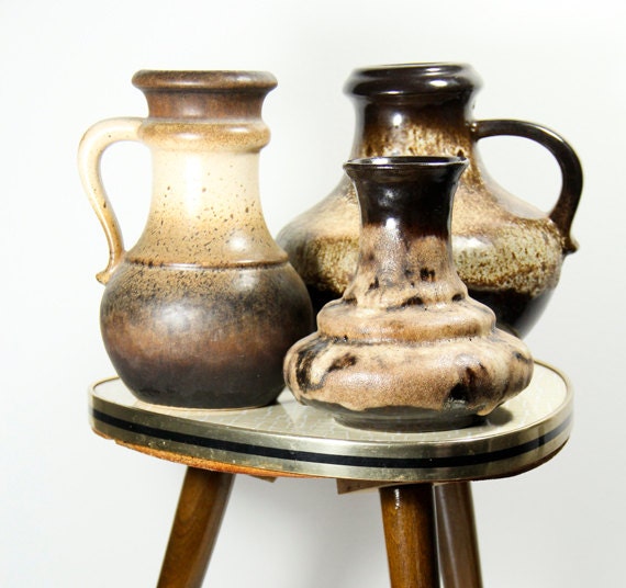 Instant Vase Collection Fat Lava West Germany Brown