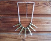 Quartz Crystal Bullet & Pyrite Collar Necklace