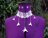 Vintage Lace Choker with Dancing Butterflies