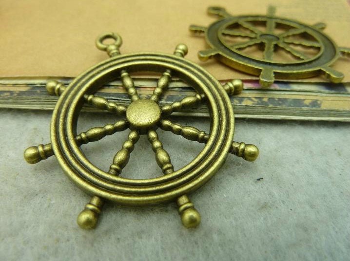 5 pcs 40x45mm Antique Bronze Vintage Brass Large Ship Rudders Anchors Charms Pendants fc93783