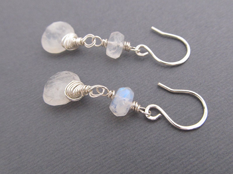 Moonstone Earrings, Sterling Silver Earrings, Drop Earrings