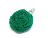 Green Rosette Clip -  Flower Barrette - Basic Flower Clip -  Little Girl Clippie - Barrette - Alligator Clip