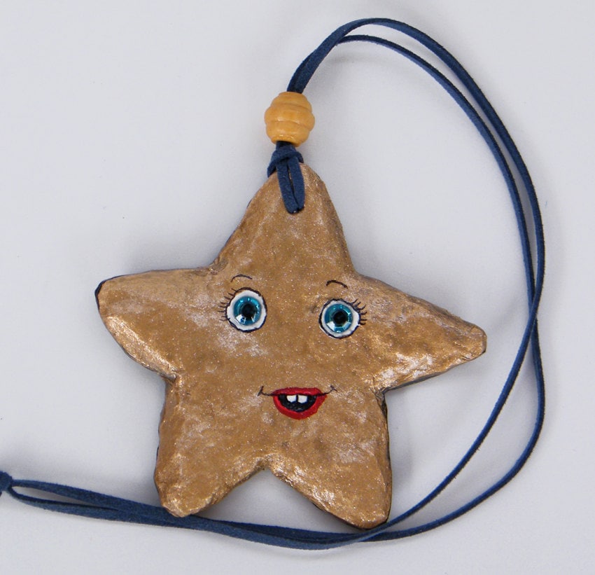 Wall hanging Gold Upcycled Paper Mache star wall by RecycoolArt