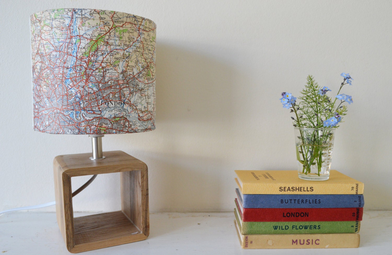 Beautiful Vintage Map Lamp featuring London, made with a Quarter Inch, 1940's Ordnance Survey Map.