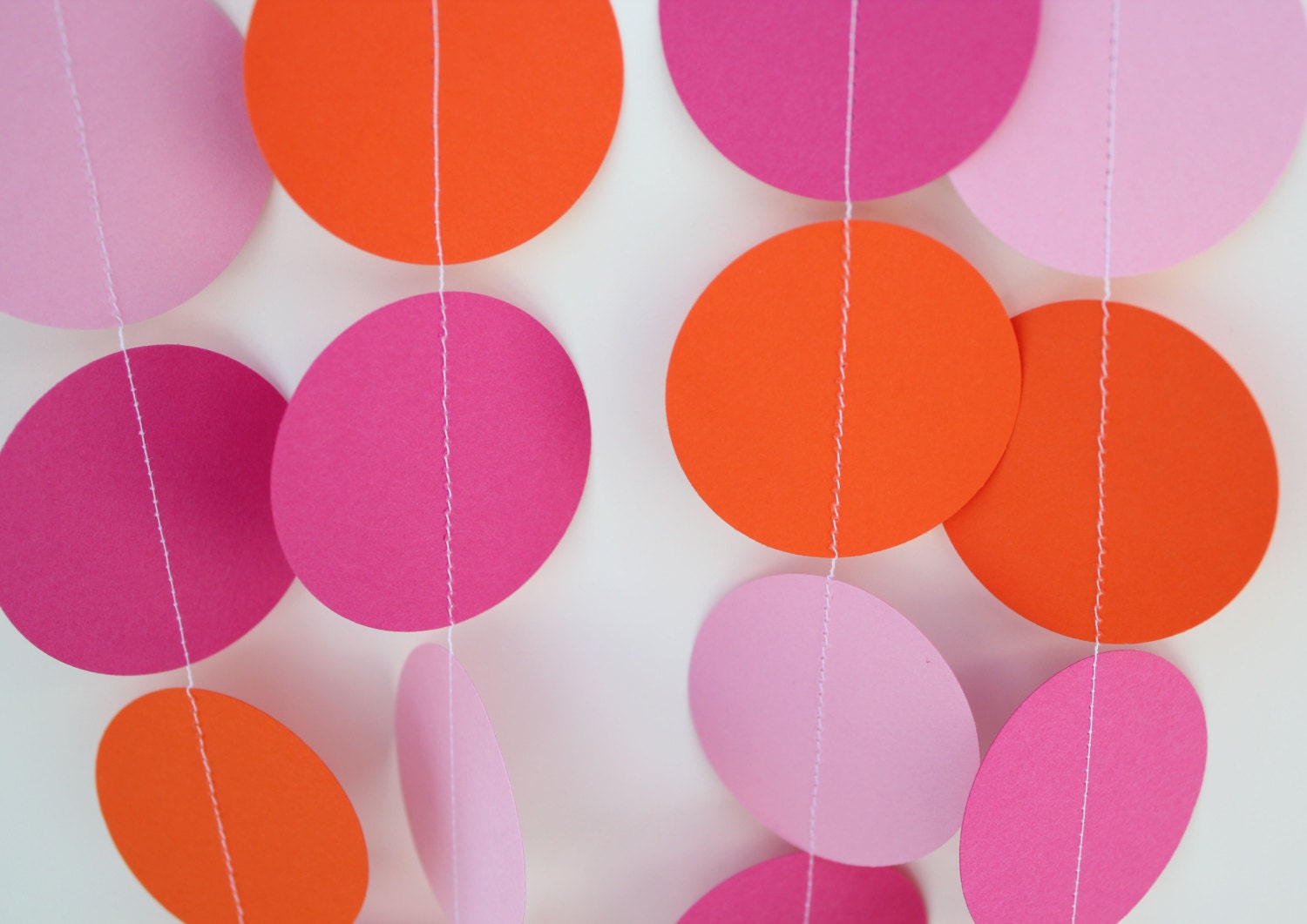 Birthday Party Decorations . Paper Garland Party Decoration, Hot Pink, Orange and Light Pink. 10 Feet Long Il_170x135